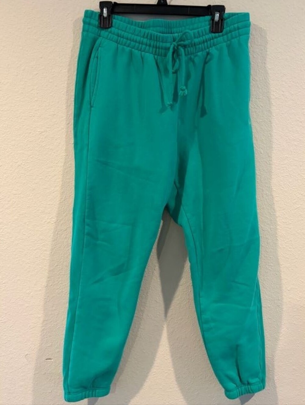 TNA Sweatfleece Womens Cozy Boyfriend Fit Green Cotton Jogger Sweatpants Size L